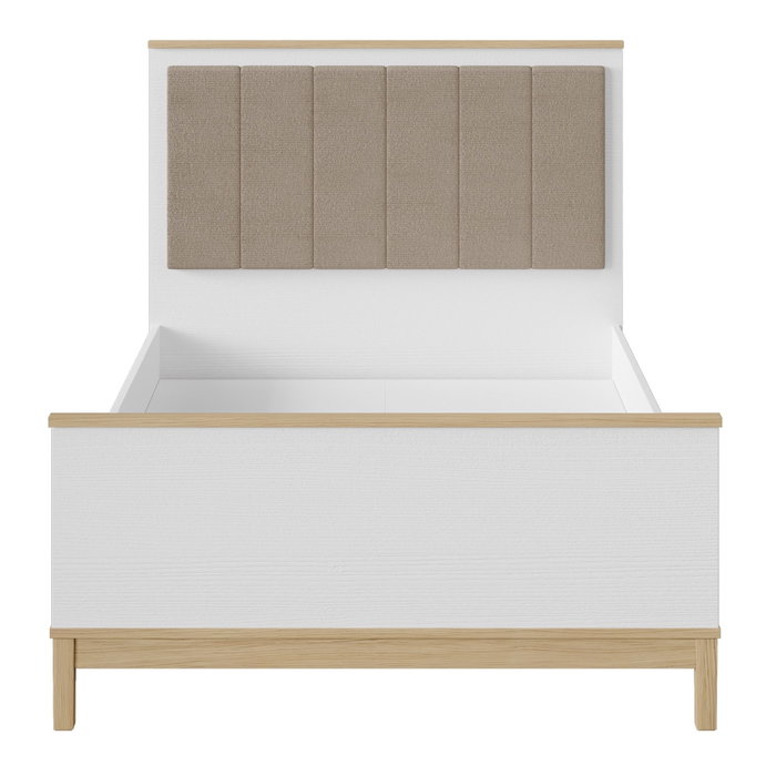 Hanah Home Cama Individual con Cabecero Tapizado en Madera y Roble Blanco Hanah Home Cama Individual con Cabecero Tapizado en Madera y Roble Blanco